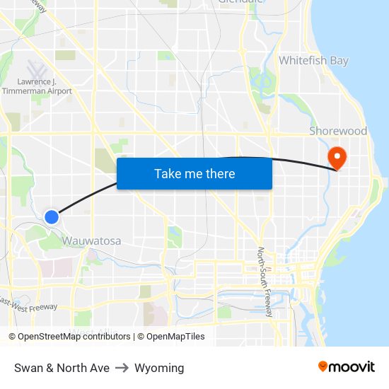 Swan & North Ave to Wyoming map