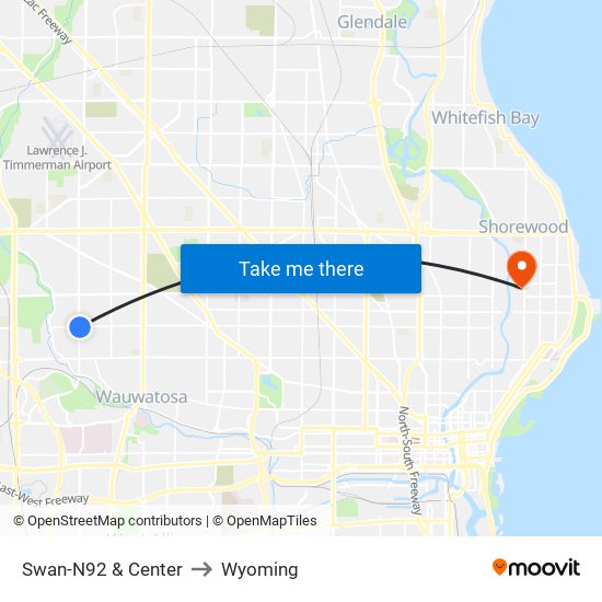 Swan-N92 & Center to Wyoming map