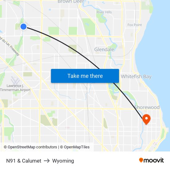 N91 & Calumet to Wyoming map