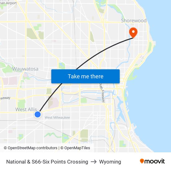 National & S66-Six Points Crossing to Wyoming map