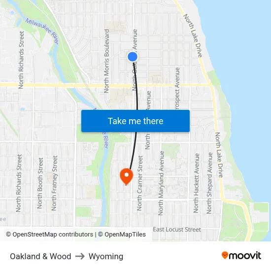 Oakland & Wood to Wyoming map