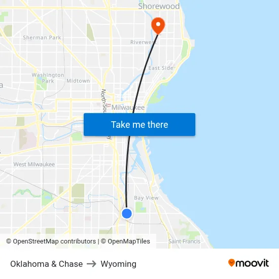 Oklahoma & Chase to Wyoming map