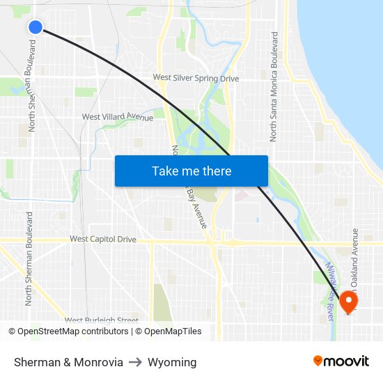 Sherman & Monrovia to Wyoming map