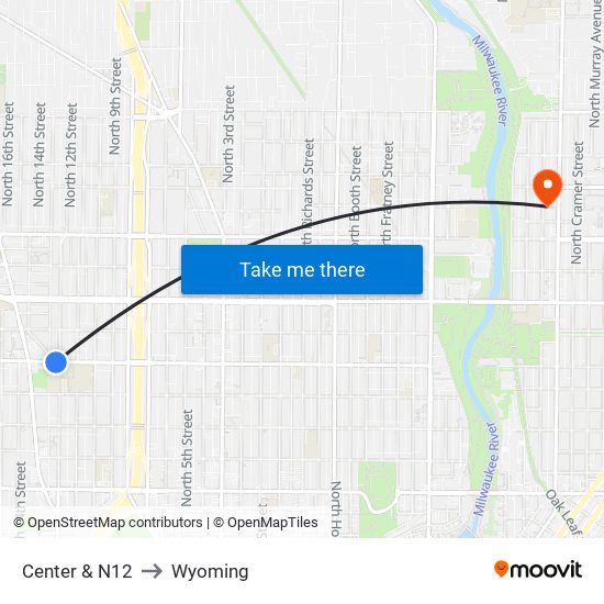 Center & N12 to Wyoming map