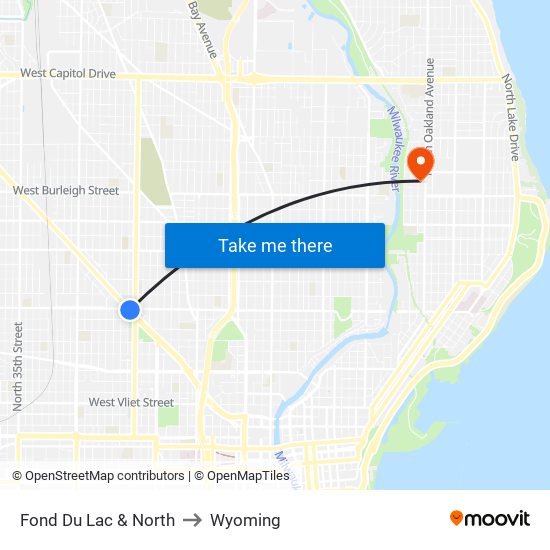 Fond Du Lac & North to Wyoming map