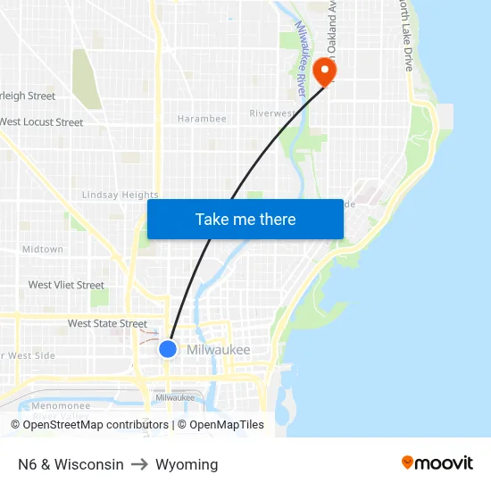 N6 & Wisconsin to Wyoming map