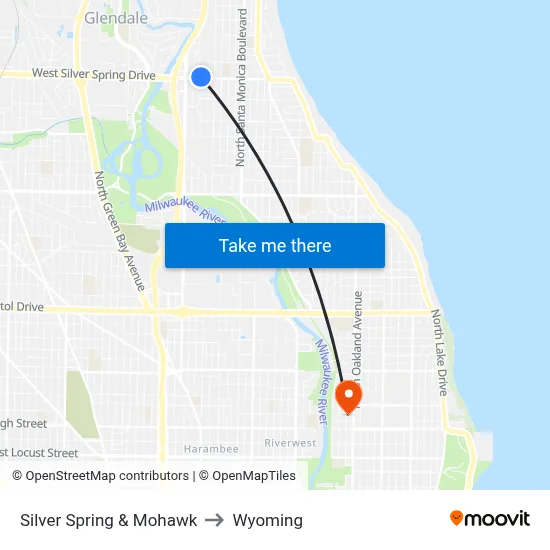 Silver Spring & Mohawk to Wyoming map