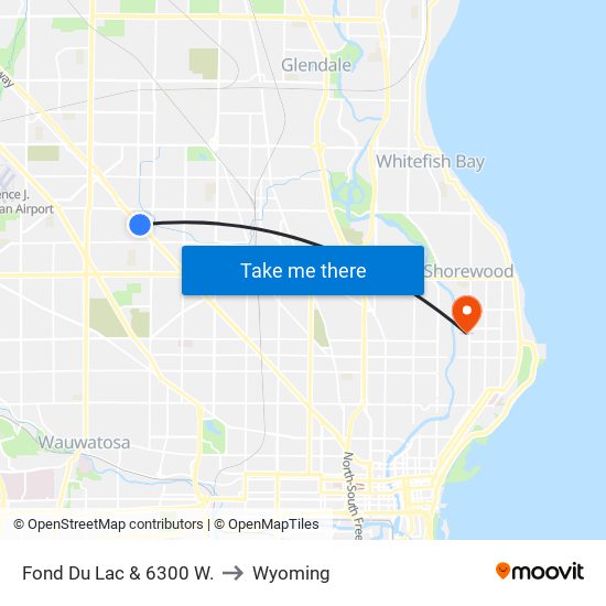 Fond Du Lac & 6300 W. to Wyoming map