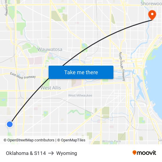 Oklahoma & S114 to Wyoming map