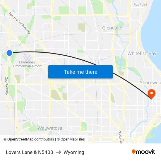 Lovers Lane & N5400 to Wyoming map