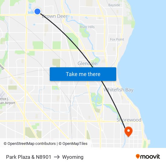 Park Plaza & N8901 to Wyoming map