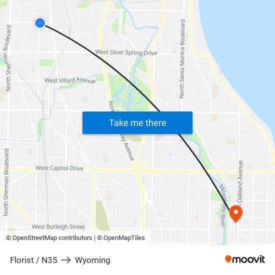 Florist / N35 to Wyoming map