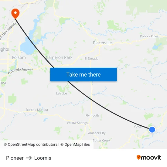 Pioneer to Loomis map