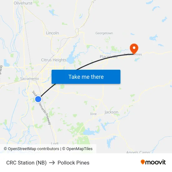 CRC Station (NB) to Pollock Pines map