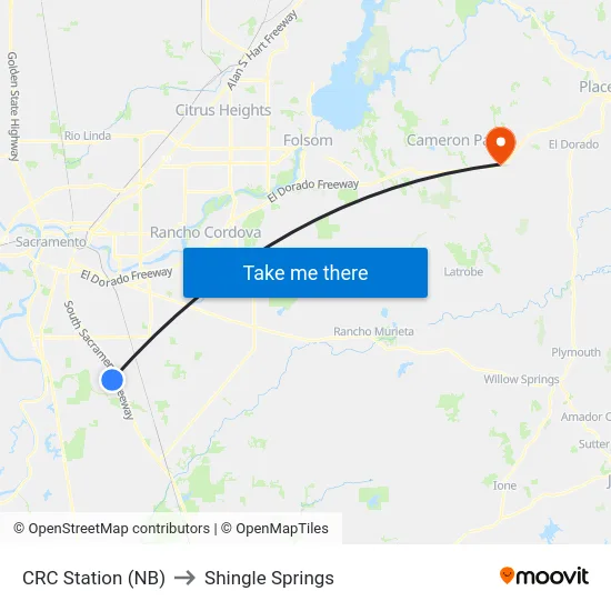 CRC Station (NB) to Shingle Springs map