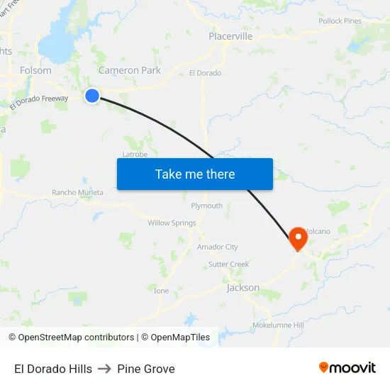 El Dorado Hills to Pine Grove map