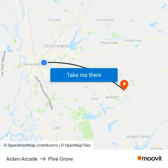 Arden-Arcade to Pine Grove map