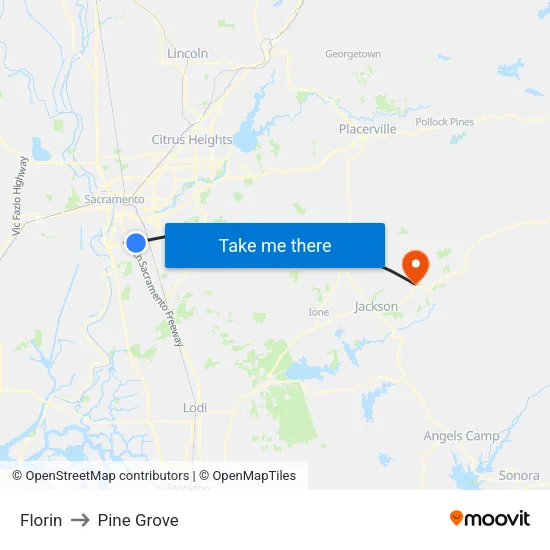 Florin to Pine Grove map