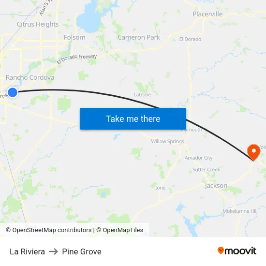 La Riviera to Pine Grove map