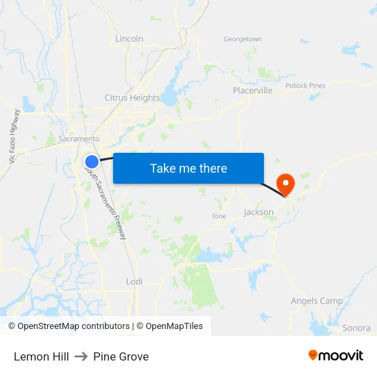 Lemon Hill to Pine Grove map