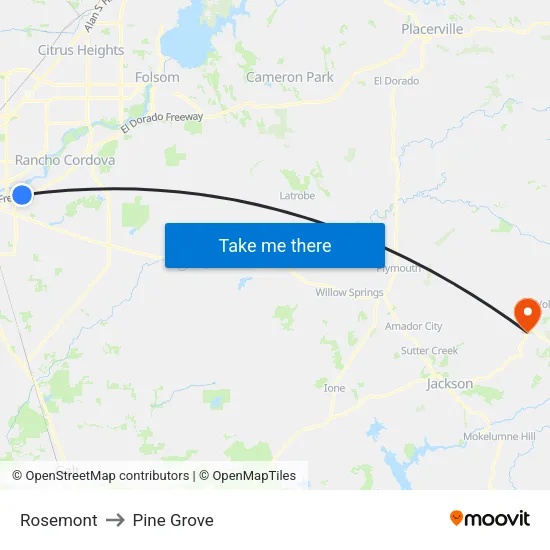 Rosemont to Pine Grove map