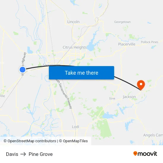 Davis to Pine Grove map
