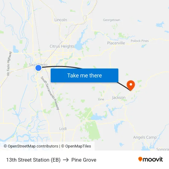 13th Street Station (EB) to Pine Grove map