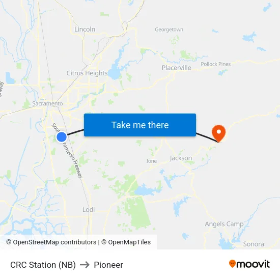 CRC Station (NB) to Pioneer map