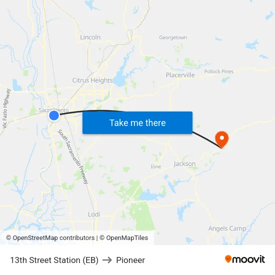 13th Street Station (EB) to Pioneer map