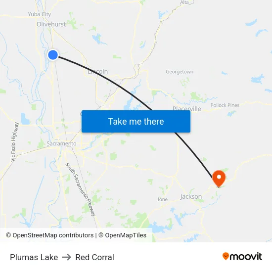 Plumas Lake to Red Corral map