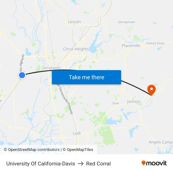 University Of California-Davis to Red Corral map