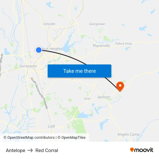Antelope to Red Corral map