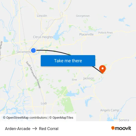 Arden-Arcade to Red Corral map