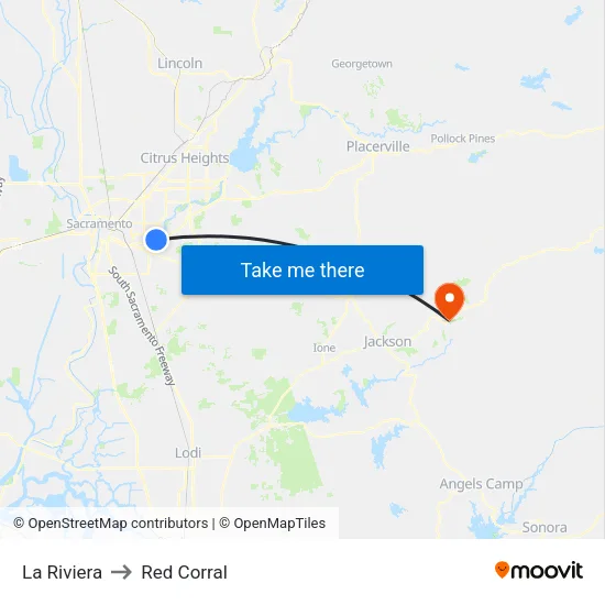 La Riviera to Red Corral map