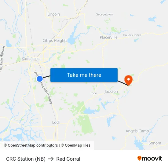 CRC Station (NB) to Red Corral map