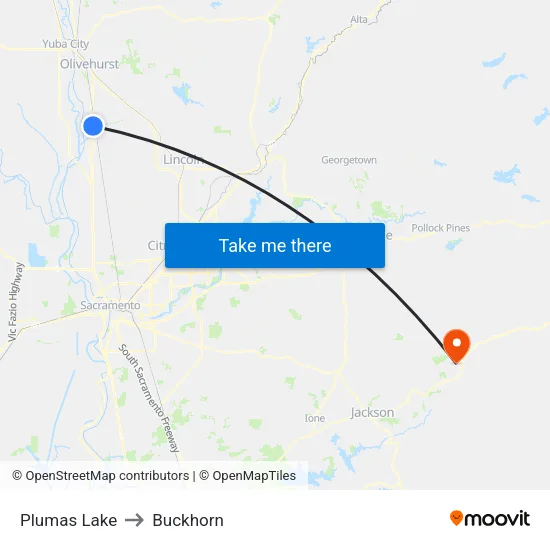 Plumas Lake to Buckhorn map