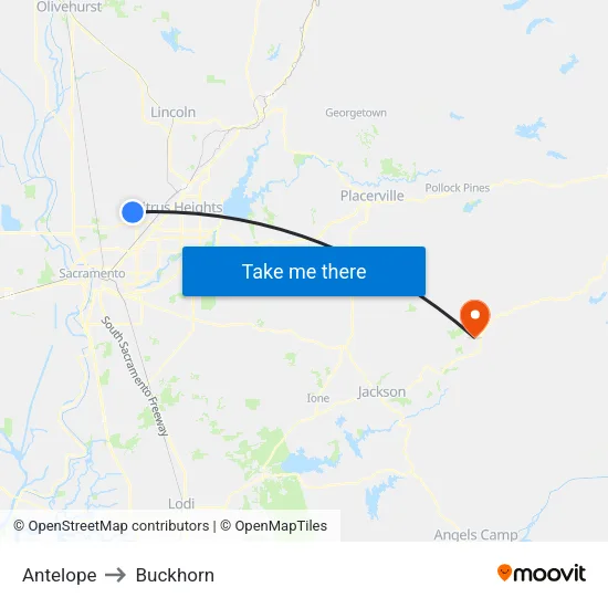 Antelope to Buckhorn map