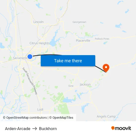 Arden-Arcade to Buckhorn map