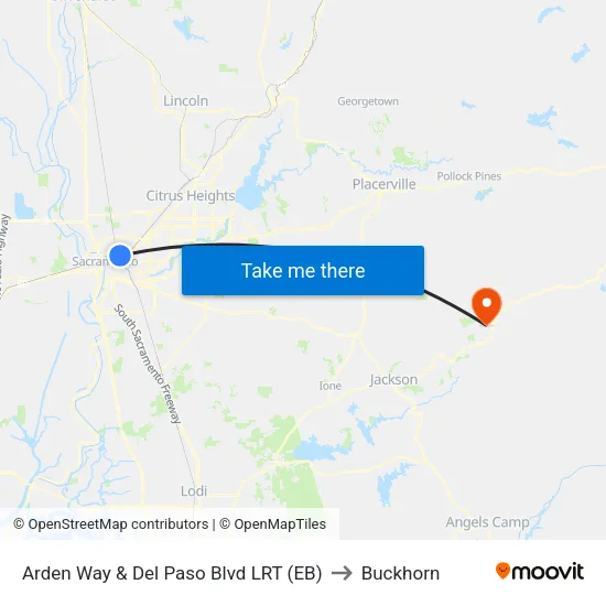 Arden Way & Del Paso Blvd LRT (EB) to Buckhorn map