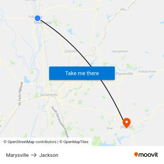 Marysville to Jackson map