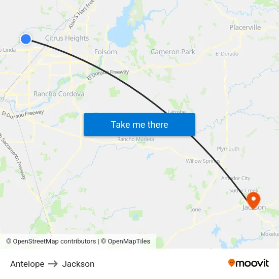 Antelope to Jackson map