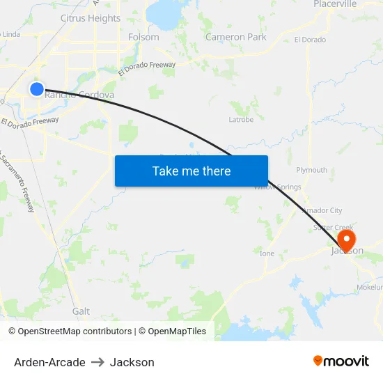 Arden-Arcade to Jackson map