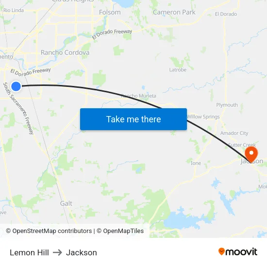 Lemon Hill to Jackson map