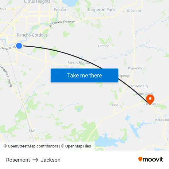 Rosemont to Jackson map