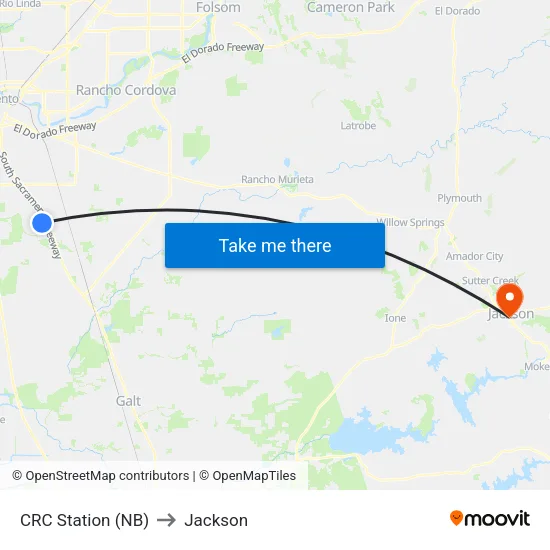 CRC Station (NB) to Jackson map
