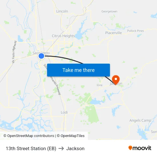 13th Street Station (EB) to Jackson map