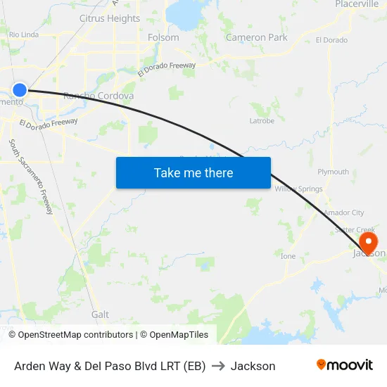 Arden Way & Del Paso Blvd LRT (EB) to Jackson map