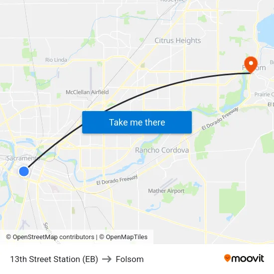 13th Street Station (EB) to Folsom map