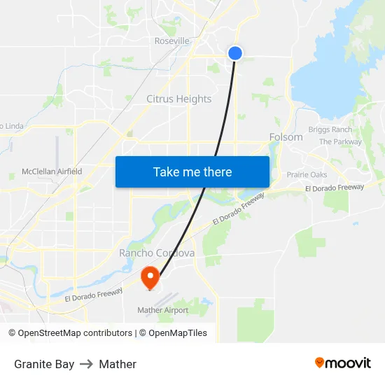 Granite Bay to Mather map