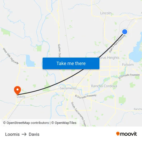Loomis to Davis map